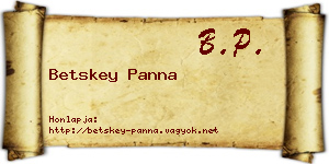 Betskey Panna névjegykártya